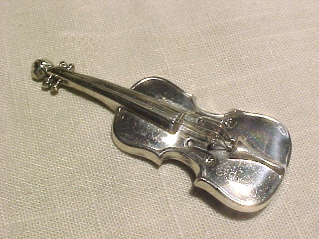 Lang Sterling Silver Violin Pin Brooch