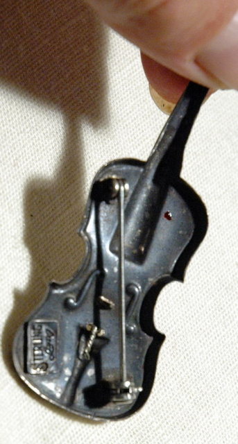 Lang Sterling Silver Violin Pin Brooch