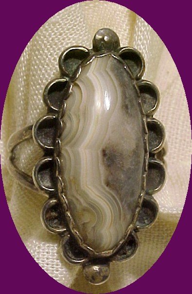 Old Southwest Signed Sterling Silver & Agate