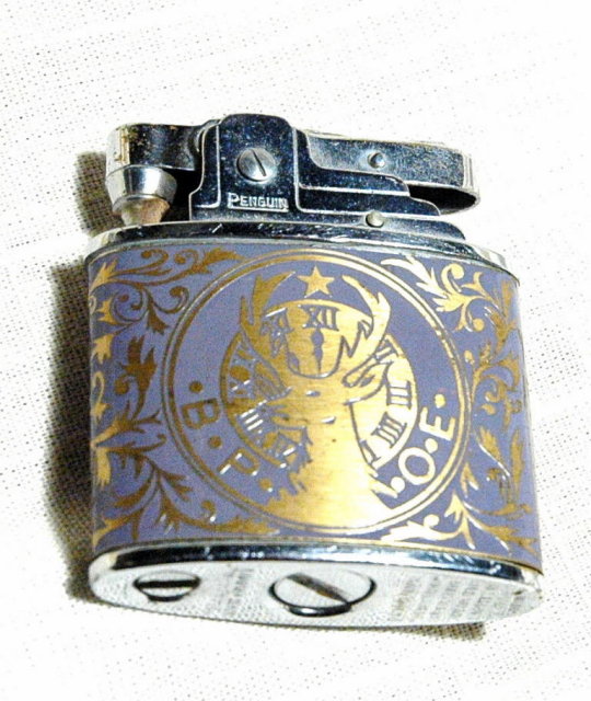 Elks B.P.O.E. Vintage Lighter blue and gold