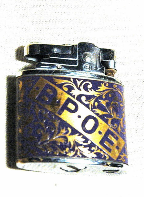 Elks B.P.O.E. Vintage Lighter blue and gold