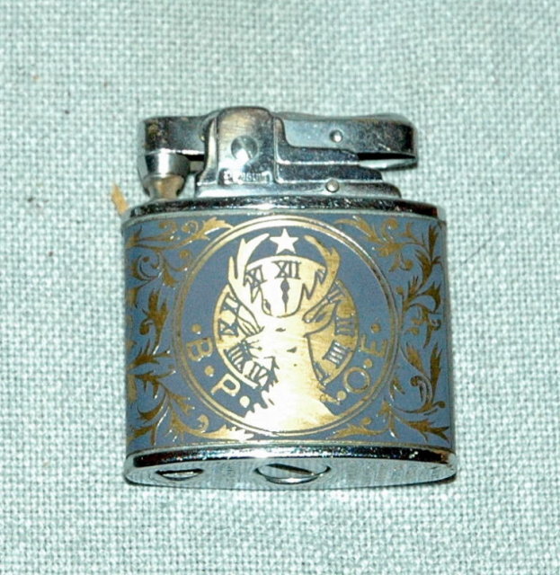 Elks B.P.O.E. Vintage Lighter blue and gold