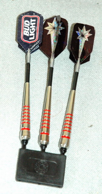 Set of 3 darts one is a Budweiser Bud Light Dart in velvet lined box