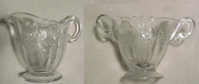 Heisey Etched Cream & Sugar set