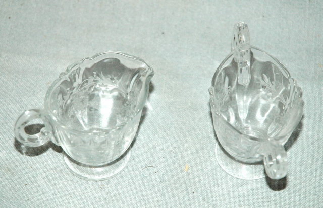 Heisey Etched Cream & Sugar set