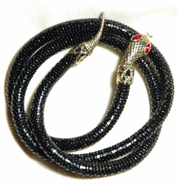 Black & Goldtone Snake Belt with Red Eyes * PRCE REDUCED !**