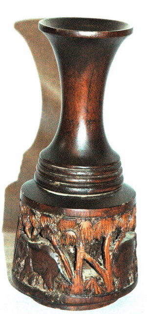 African Wood Bas-Relief Carved Vase ** PRICE REDUCED ** PRICE REDUCTION !!