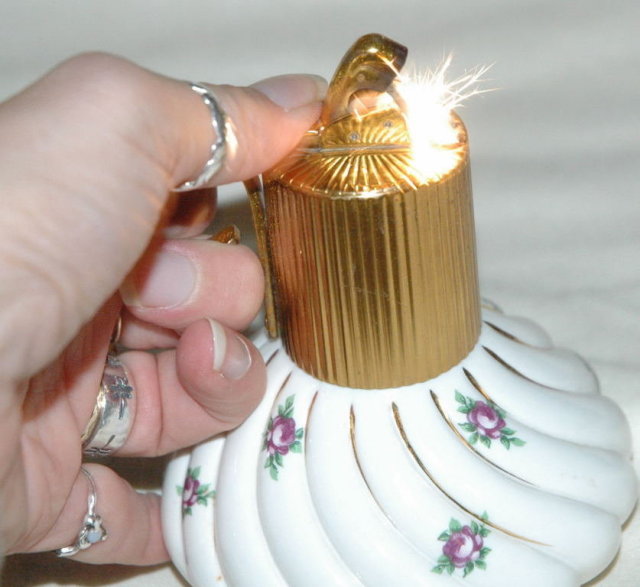 Porcelain Lighter by Evans with Dainty Flowers
