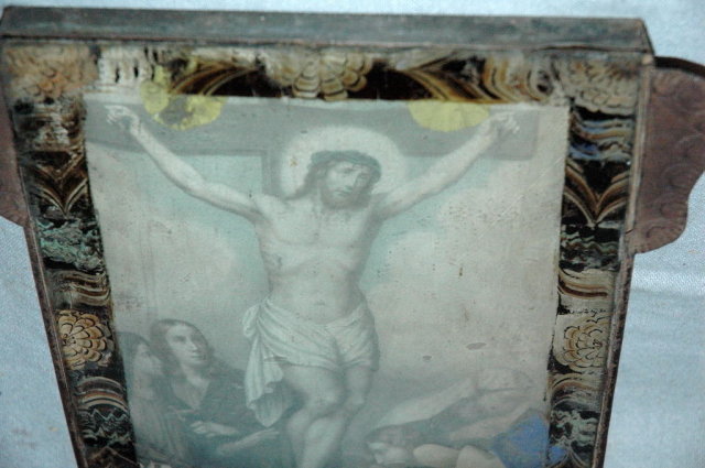 Mexican Tin Nicho Frame Jesus on the Cross