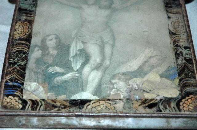 Mexican Tin Nicho Frame Jesus on the Cross