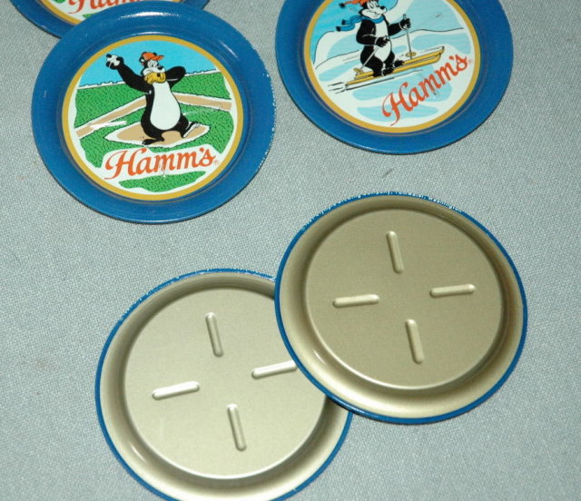 6 Hamm's Beer Bear Metal Coasters 1981 Olympia Brewing Company Tumwater Washington