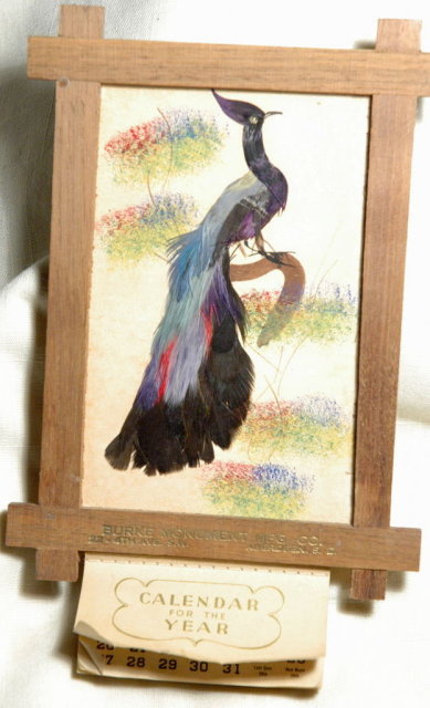 1952 complete Calander with Peacock Bird