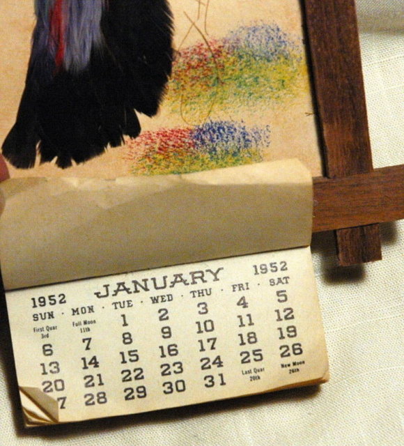 1952 complete Calander with Peacock Bird