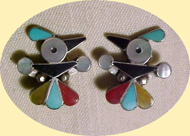 Fred Harvey Era Sterling T- Bird Earrings