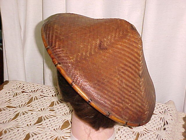 Vintage Chinese Cooley Hat of Woven Bamboo