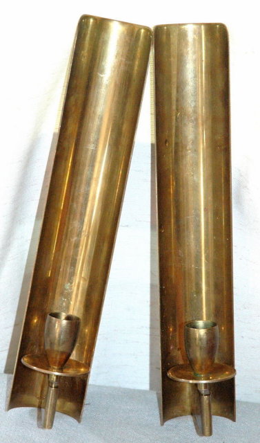 Pair Brass Wall Sconce Candle Holders -Denmark