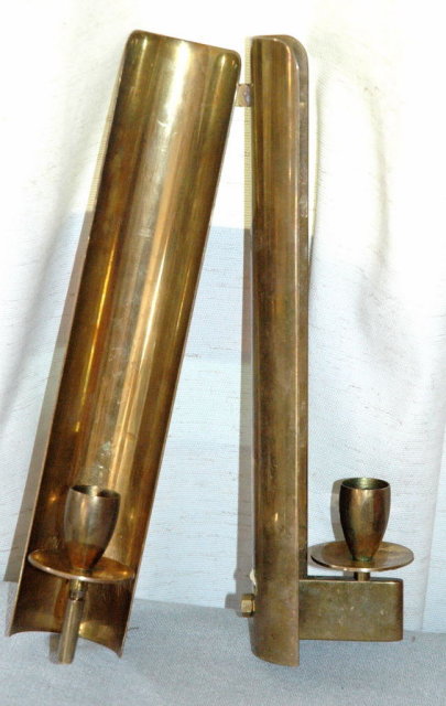 Pair Brass Wall Sconce Candle Holders -Denmark