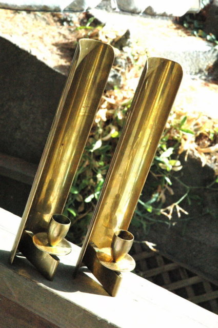 Pair Brass Wall Sconce Candle Holders -Denmark
