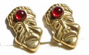 Bizarre Brass Jeweled Sad Face Mask Earrings