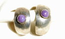 Sterling Silver Sugilite CAB Fat Hoop Earrings