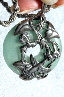 Jade & Sterling Fairy/ Hummingbird Pendant