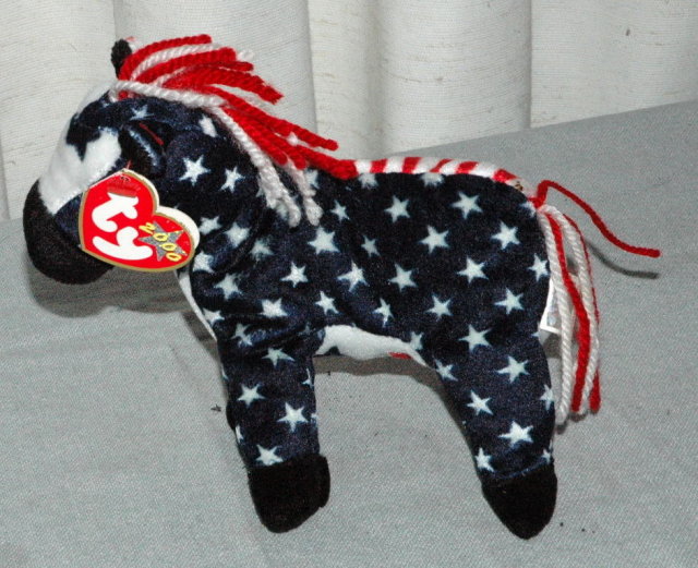 Democratic Lefty 2000 Stars and Stripes Beanie Baby Donkey