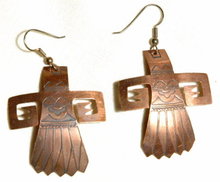 Solid Copper Kachina Earrings Native American Handcrafted