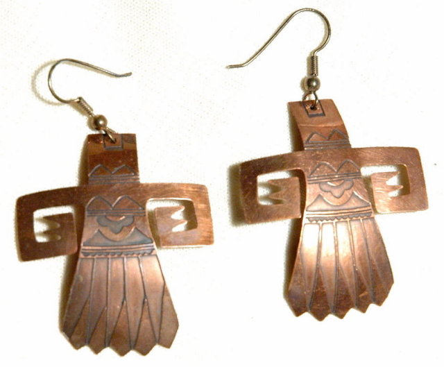 Solid Copper Kachina Earrings Native American Handcrafted