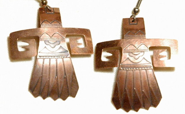 Solid Copper Kachina Earrings Native American Handcrafted