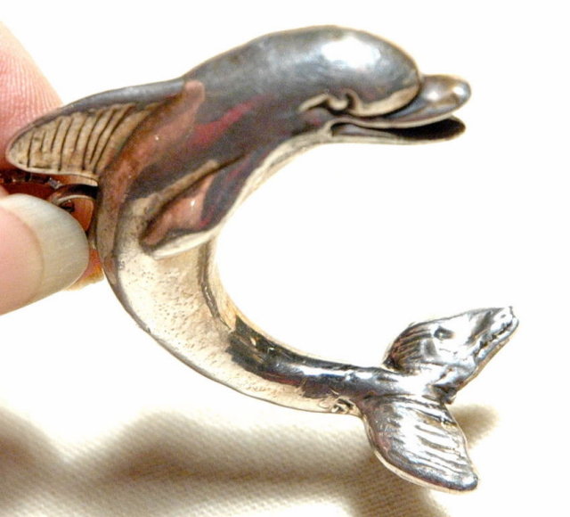 Huge Sterling Dolphin 3d Pendant on ster.Chain
