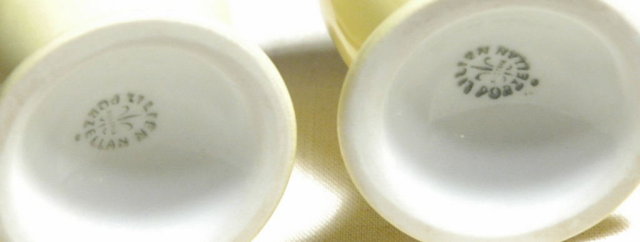 2 Yellow & White Procelain Austrain Eggs Cups
