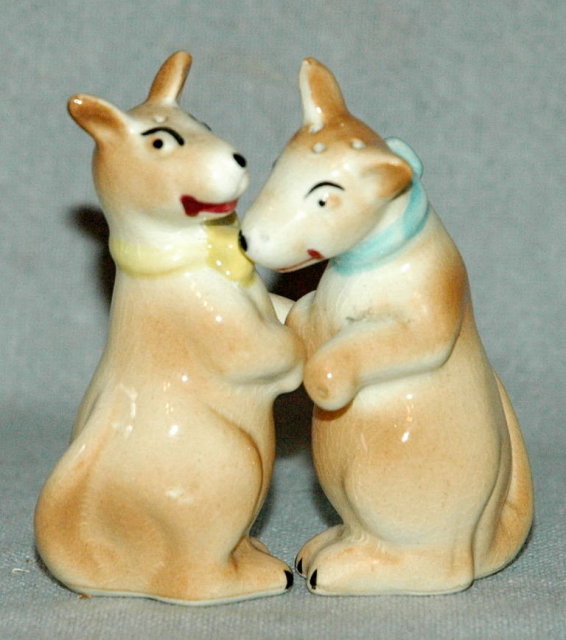 Hugging Kangaroo Salt and Pepper Shakers -vintage