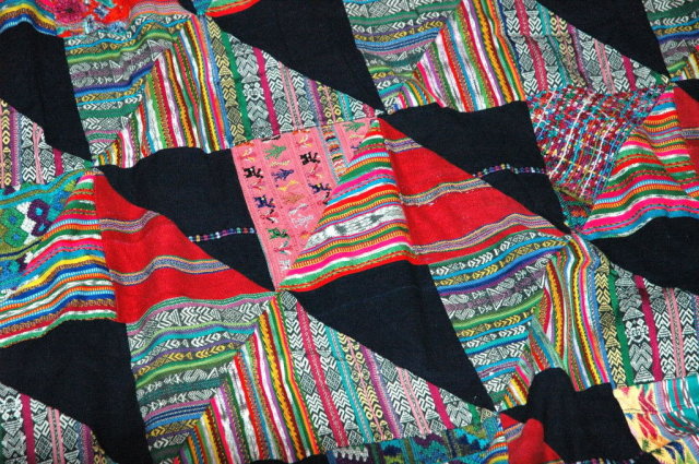 Guatamalan Patchwork Quilt of Old Mayan Huipils
