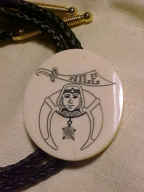 Ivory Srimshaw Masonic Nile Bolo Tie