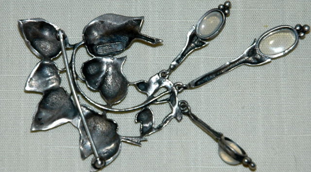 Cini Sterling Moonstone Swag Leaf Brooch