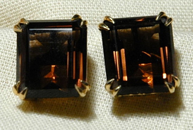 18K Gold & Smokey Quartz Earrings