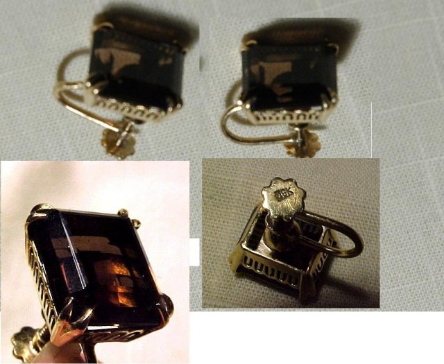 18K Gold & Smokey Quartz Earrings