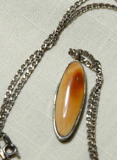 Native Alaskan Fossil Ivory Sterling Pendant Chain