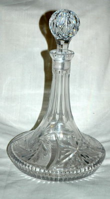 Vintage Cut & Etched Crystal Ship's Decanter