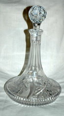 Vintage Cut & Etched Crystal Ship's Decanter