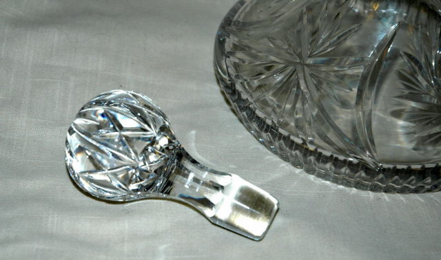 Vintage Cut & Etched Crystal Ship's Decanter