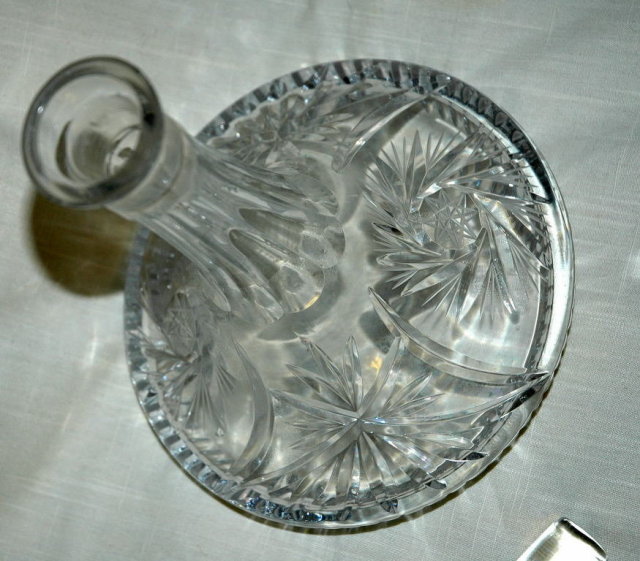 Vintage Cut & Etched Crystal Ship's Decanter