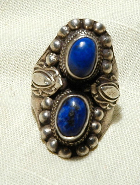 Navajo Sterling Silver Double Lapis Lazuli Ring sz 7 1/4