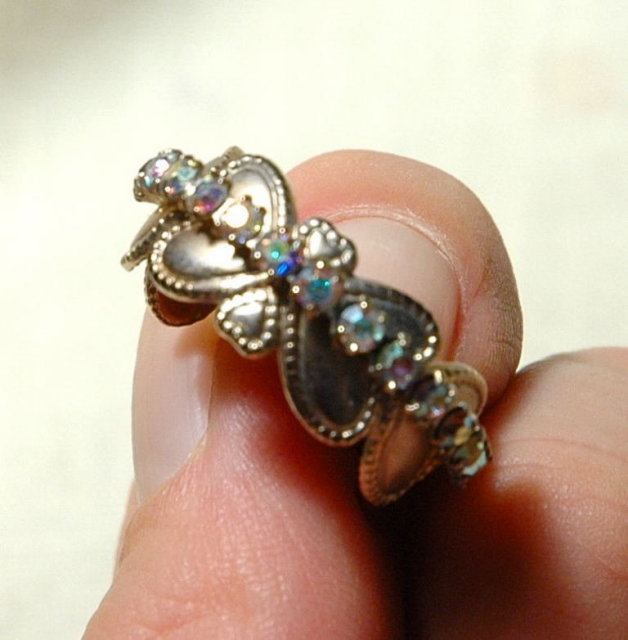 Silver & Aurora B. Stones Heart Hoop Earrings Carol-Jane Creations