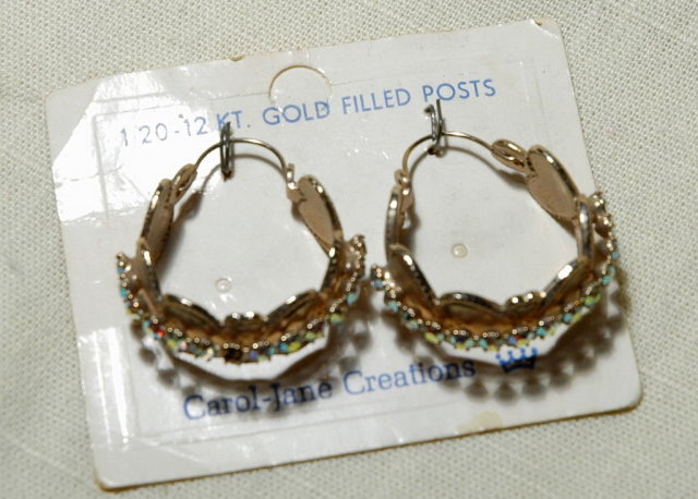 Silver & Aurora B. Stones Heart Hoop Earrings Carol-Jane Creations