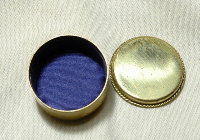 Round Brass Trinket Box Porcelain top with Guilin Landscape