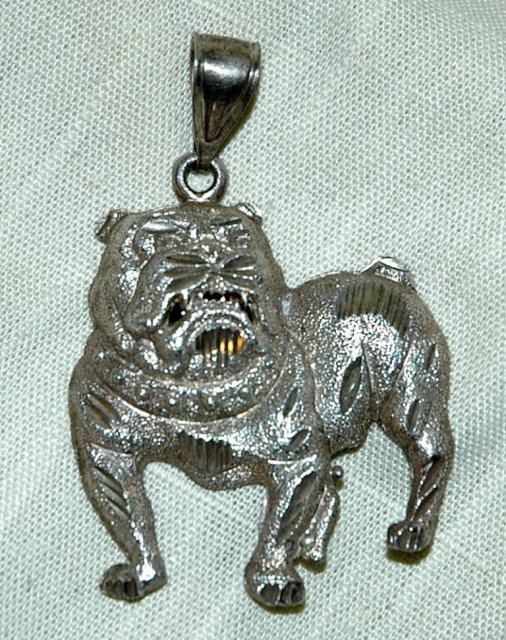 One of Kind Sterling Silver Bull Dog Pendant