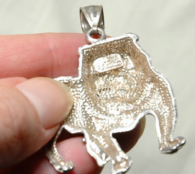 One of Kind Sterling Silver Bull Dog Pendant