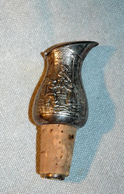Silver Bottle Stopper cork with Dancing Dutch Scene
