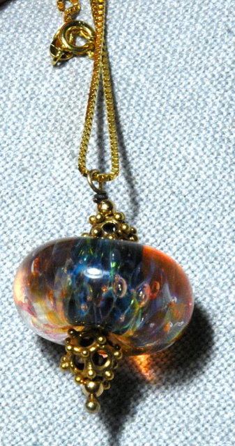 Ornate Glass Bead & Sterling Vermeil Necklace